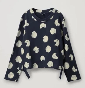 COS Sweatshirt Minimalistischer Rundhals Pullover Damen in Navy Cropped Bedruckt Gr.S - Bild 1 von 20