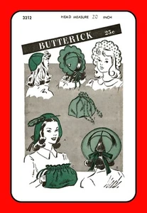Girls HAT Pattern Bags and MUFF Child Butterick 3212 Vintage 1940s Sewing Craft - Picture 1 of 5
