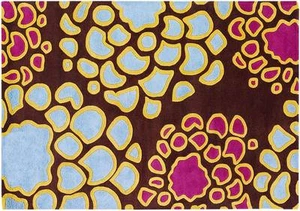 NEW! INHABIT NEW ZEALAND WOOL RUG 2' x 3' Brown Blue Fuschia Yellow - Picture 1 of 1