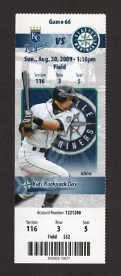 Zack Greinke 1-HITTER SHO Mariners Royals 8/30/2009 MINT Ticket ICHIRO SUZUKI - Image 1 of 4