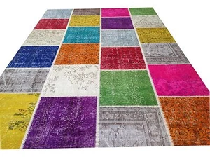 CUSTOM multicolor faded vintage Overdyed Handmade Turkish Patchwork Carpet rug - Picture 1 of 12