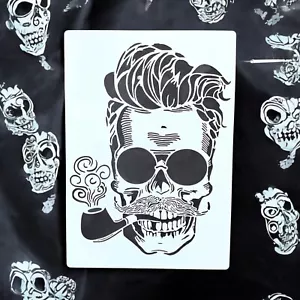 Totenkopf Schablone A4 Skull Stencil Nr. 1 Möbel Textil Wand Malen Collage - Bild 1 von 6