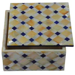 6"x6" Marble Jewelry Box Semi Precious Stones Handmade Decor And Gifts - Picture 1 of 5