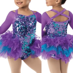 WEISSMAN Tanzkostüm Bigger Is Better 10504 lila Feder Pailletten frech SC 6 - Bild 1 von 11