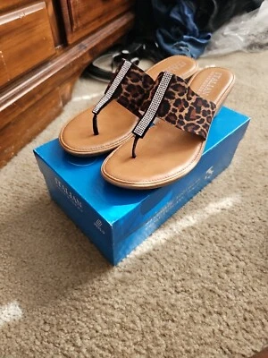 Sandalias Italianas Cosa Cuña 10M Mina Leopardo Estrás Foto 1 de 4