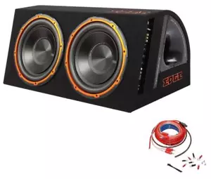 EDGE 12in 1800w MAX Twin Active Car Audio Bass Box Subwoofer Enclosure / Amp Kit - Picture 1 of 8