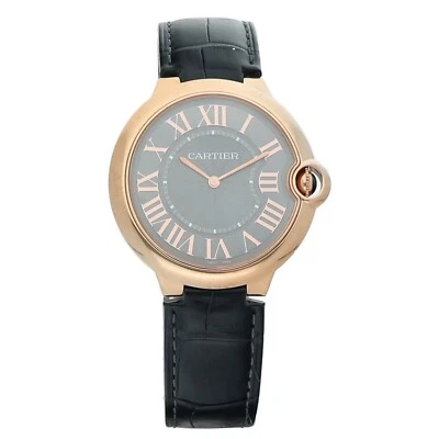 Cartier Ballon Bleu 18k Rose Gold 40mm Gray Dial Leather Manual Wind Wrist Watch - Image 1 of 4