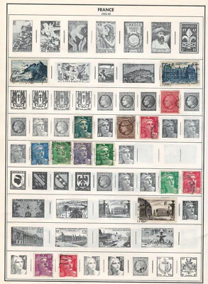 FRANCE 1945-1949  Very Fine Used Stamps Hinged on list: 2 Sides - Image 1 of 2
