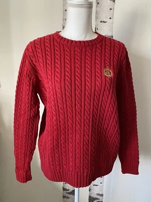 Suéter Ralph Lauren Rojo Tejido con Cable Manga Larga Para Mujer Talla Mediana Foto 1 de 4