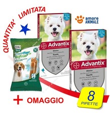 2 CONFEZIONI (+PS) - Advantix Bayer 4 pipette x Cani da 4-10...