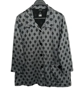 Top túnica mediana ALI MILES para mujer botón delantero lunares gris Lagenlook artístico - Imagen 1 de 3