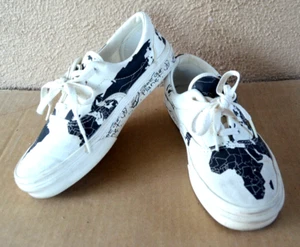 Vans Canvas Sneakers Save Our Planet World Map Black White Mens 5 Womens 6.5 - Picture 1 of 11