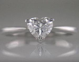 Diamond Solitaire Heart Shape Ring Certified 0.70ct H VS2 VG in 18ct White Gold - Picture 1 of 1