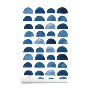 Blue half Round Dot Peel and Stick Wall Decor Self-Adhesive Wallpaper 18"x116" - Picture 1 of 10