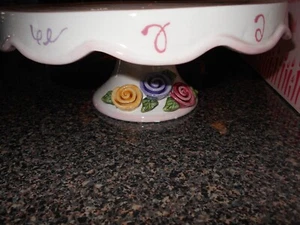 AVON Celebration Pedestal Cake Plate Stand 2005 Presidents Club Birthday Flowers - Picture 1 of 5