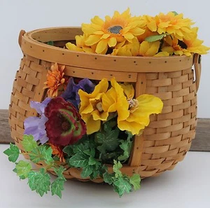 Vintage Wood Wicker Basket Planter. FREE SHIPPING! - Picture 1 of 9