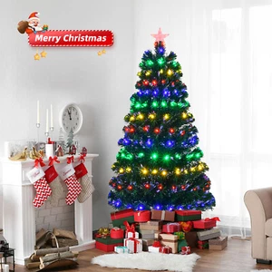 5FT Pre-Lit LED Artificial Christmas Tree Fiber Optic Xmas Holiday Decoration - Picture 1 of 8