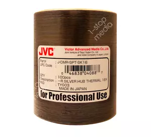 100-pk JVC TaiyoYuden Silver Thermal Hub Printable DVD-R 16x (SPT-SK16; JAPAN) - Picture 1 of 4