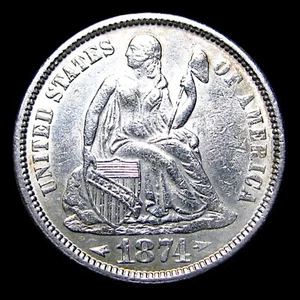 1874 Seated Liberty Dime Silver ---- Stunning Coin ---- #022Z - Picture 1 of 4