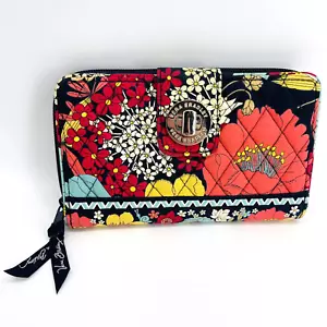 BOLSO DE MANO ACOLCHADO VERA BRADLEY CON BLOQUEO FLORAL PATRÓN FELIZ CARACOLES - Imagen 1 de 11