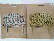 CAKE TOPPER CON SCRITTA 40TH BIRTHDAY IN LEGNO SOPRATORTA TORTA 40 COMPLEANNO