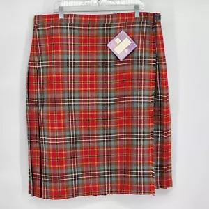 Scotland Highland Home Industries Red Plaid KILT WOOL Skirt Men's Size 24 NWT - Picture 1 of 6