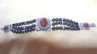 GEORGEOUS-Artisan Designed Genuine Hemetite/Carnelian/Swarovski Crystal Bracelet