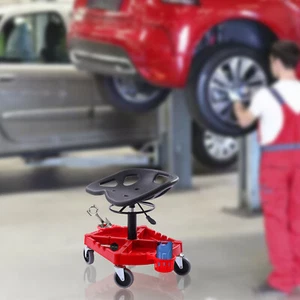 Rolling Shop Stool Mechanics Work Seat Adjustable Chair Roll Swivel Tool Garage - Picture 1 of 18