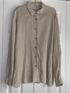 Linen Blend Napa Valley Button-up Shirt Tunic Beige Lagenlook Staple Boho  Sz S - Picture 1 of 5