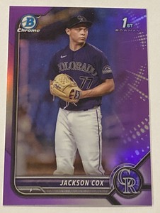 2022 Bowman Draft Chrome Jackson Cox Purple Refractor /250 Rockies