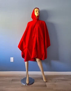 Alpaca Womens Hooded Button Up Cloak/Poncho/Cape PERU RED Classy 39X57 inches - Picture 1 of 9