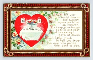 Postcard Valentine's Day Romance Breakfast For Two 1910s Unposted Divided Back - Picture 1 of 2