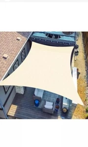 SUNLAX Sun Shade Sail,10'x8" Beige Rectangle Canopy UV Blocking - Picture 1 of 9