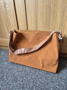 Women's large hand bag, brown, suede - Picture 1 of 5