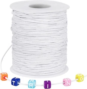 White Elastic String, 328 Feet 1mm Stretchy Bracelet String Bead 1MM,  - Picture 1 of 8