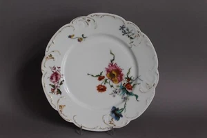 Antiguo plato de comida Haviland & Co Limoges flores de colores 24,5 cm oro frotado (7) - Imagen 1 de 7
