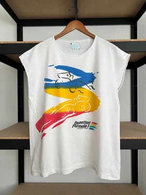 复古 90 年代 Benetton Formula 1 Racing Team F1 雷诺无袖 T 恤 XL 码 — 第 1/4 张图片
