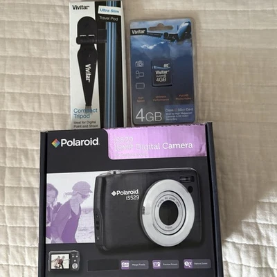 NEW Polaroid iS529 16 MP Digital Camera 5X Optical Zoom HD +4GB SD Card Tripod - Image 1 of 4