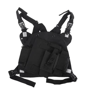 1pcs New Black Dual Radio Chest Harness With Zips&pockets High quality** = - Picture 1 of 8