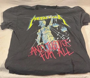 VINTAGE SCHWARZES METALLICA AND JUSTICE FOR ALL KONZERT T-SHIRT GRÖSSE XL 100 % BAUMWOLLE - Bild 1 von 4