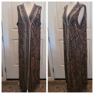 Maxikleid mit weicher Umrandung neu ohne Etikett Größe 2x braun Tribal Boho Bohemian  - Bild 1 von 10
