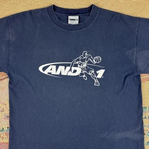 Vintage 2000s Y2K And1 Fundamentals Basketball T-Shirt XL Made In USA Navy Fades - Picture 1 of 15