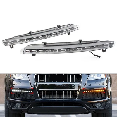2x LED DRL Dynamic Daytime Running Light Turn Signal Lamp For Audi Q7 2010-2015 - Image 1 of 4