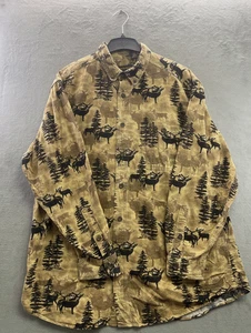 Camisa Woolrich Para Hombre Grande Marrón Alce Pino Exterior Franela Abotonada - Imagen 1 de 5