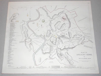 ANCIENT ROME ORIGINAL SDUK CITY PLAN DATED 1830. MAP. 41 x 35 cms FINE CONDITION - Image 1 of 3
