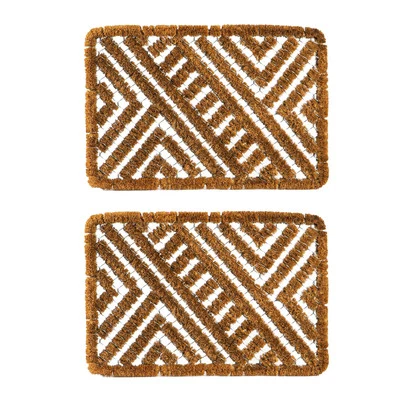 2x Coir Scraper Door Mats Wire Outdoor Boot Scrubber Welcome Mats 60 x 40cm Open - image 1 of 4