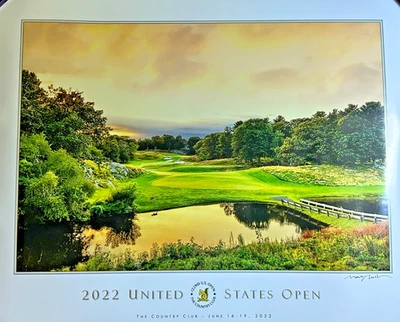 Póster firmado por Martin Miller 2022 US Open Golf The Country Club Brookline 30 x 24 Foto 1 de 4