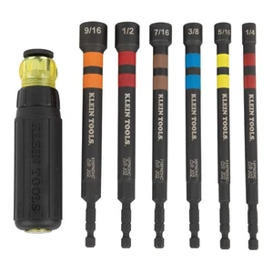 Klein Tools Hollow Magnetic Colour Coded Ratcheting Power Nut Drivers 7pc - Picture 1 of 5