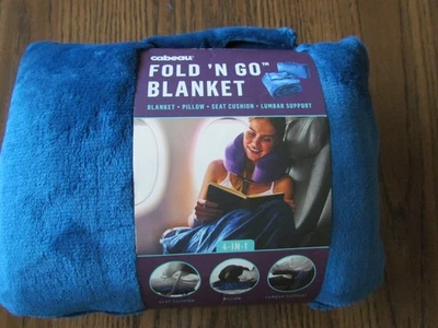 Cabeau Fold 'n Go Travel Blanket with Travel Case - Royal Blue, 60" x 36" NEW - Image 1 of 4