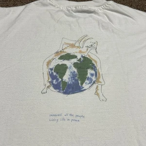 Camiseta De Colección John Lennon Arte Dibujo Para Hombre Grande Blanca Imagine Peace Años 90 Hanes - Imagen 1 de 15